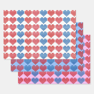 Hoja De Papel De Regalo Colección Corazales de fondo cruzado
