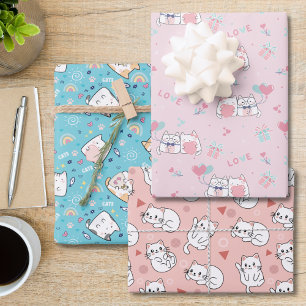 Hoja De Papel De Regalo Colección de amor de gatos adorables