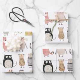 Hoja De Papel De Regalo Colección de animales Adorables