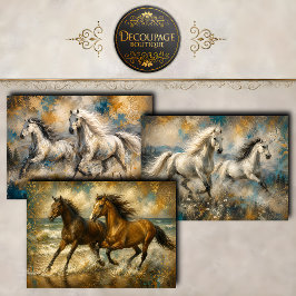 Hoja De Papel De Regalo Colección de Caballos en Carrera Decoupage