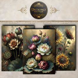 Hoja De Papel De Regalo Colección de Decoupage de Flores Botánicas Moody