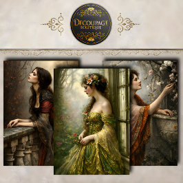 Hoja De Papel De Regalo Colección de Decoupage de Mujeres del Jardín Victo