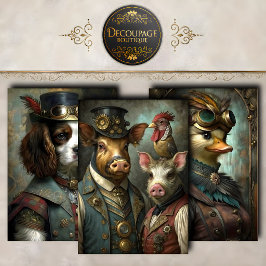 Hoja De Papel De Regalo Colección de Decoupage de Retratos de Animales Ste