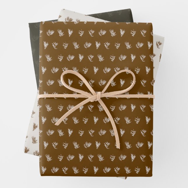 Hoja De Papel De Regalo Colección de navidades | Cedar Cognac, Crema, Verd (In situ)