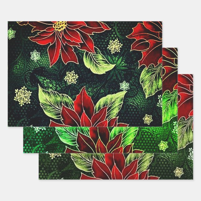 Hoja De Papel De Regalo Colección de Navidades Poinsettia (Set)