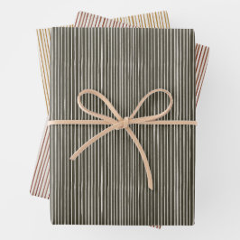 Hoja De Papel De Regalo Colección de navidades | Rayas verdes, rojas, dora