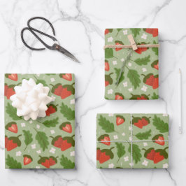 Hoja De Papel De Regalo Colección de patrones de cesta de frutas - fresas