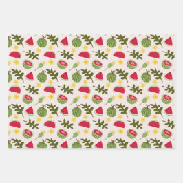 Hoja De Papel De Regalo Colección de patrones de cesta de frutas - sandía