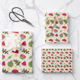 Hoja De Papel De Regalo Colección de patrones de cesta de frutas - sandía