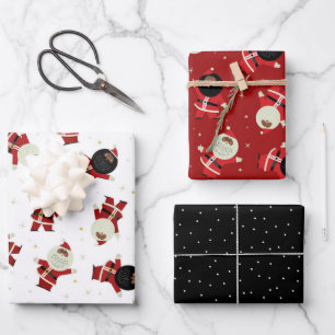 Hoja De Papel De Regalo Colección de patrones de Fiesta de color negro