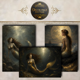 Hoja De Papel De Regalo Colección de Sirena Encantada Decoupage