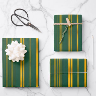 Hoja De Papel De Regalo Colección de textura de línea de oro verde de lujo