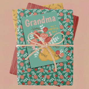 Hoja De Papel De Regalo Colección floral de Mother's Day Punny
