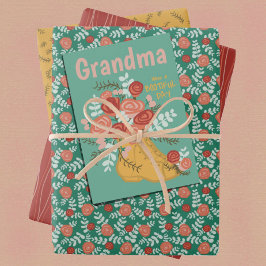 Hoja De Papel De Regalo Colección floral de Mother's Day Punny