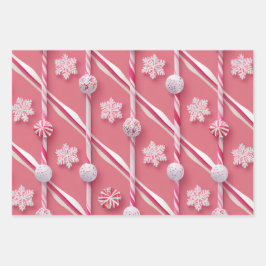 Hoja De Papel De Regalo Colección Fun Pink and Peppermint Candy Lane