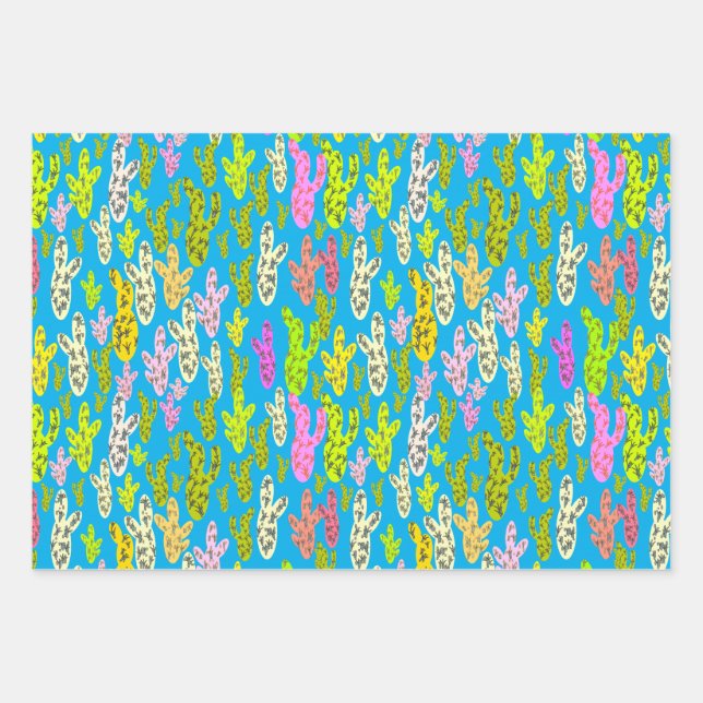 Hoja De Papel De Regalo Colección Pastel Cacti (Anverso)