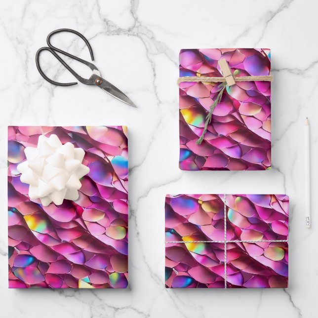 Hoja De Papel De Regalo Colección popular holográfica opal purpurina (Anverso)