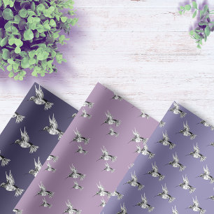 Hoja De Papel De Regalo Colibrí acuarela púrpura lila