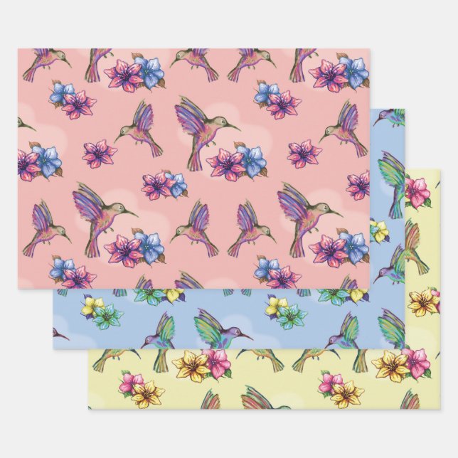 Hoja De Papel De Regalo Colibrí en vuelo (Set)