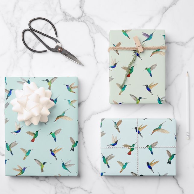 Hoja De Papel De Regalo Colibríes Tropicales (Anverso)