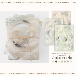 Hoja De Papel De Regalo Collage abstracto de verde beige gris