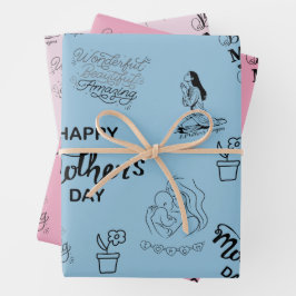 Hoja De Papel De Regalo Collage de arte Happy Mothers Day Line 2025