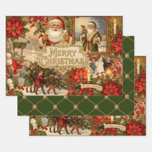 Hoja De Papel De Regalo Collage de efímera navideña victoriana