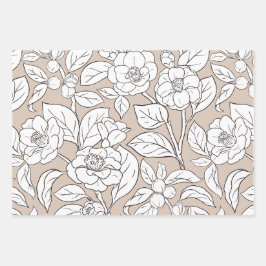 Hoja De Papel De Regalo Collage de flores negras, blancas y negras