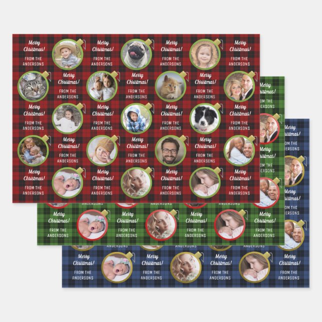 Hoja De Papel De Regalo Collage de fotos de texto de Personalizado con ado (Set)