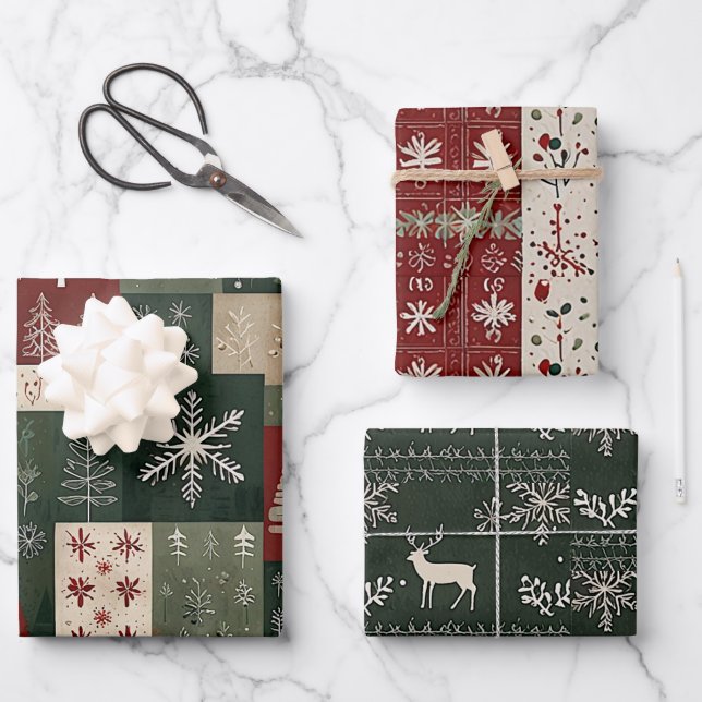 Hoja De Papel De Regalo Collage de Navidades nórdicos (Anverso)