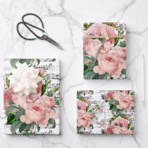 Hoja De Papel De Regalo Collage de Rosas Rosadas Elegantes