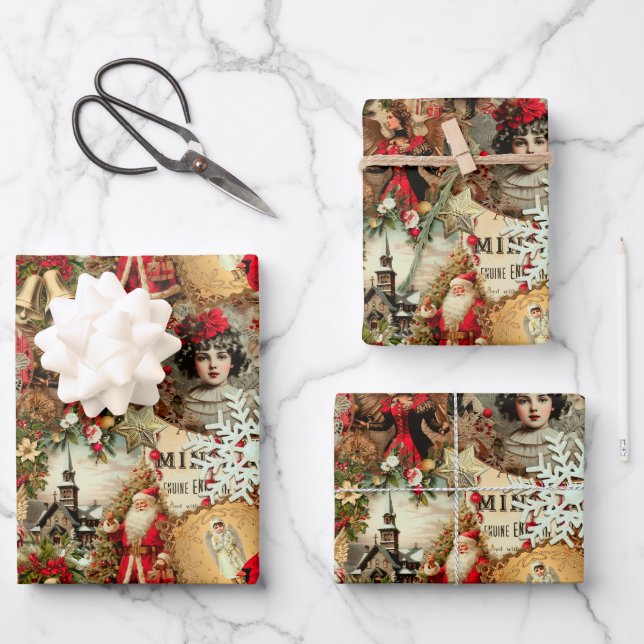 Hoja De Papel De Regalo Collage victoriano Yuletide Treasures (Anverso)