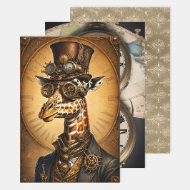 Hoja De Papel De Regalo Collection Steampunk Animal - Giraffe Decoupage 
