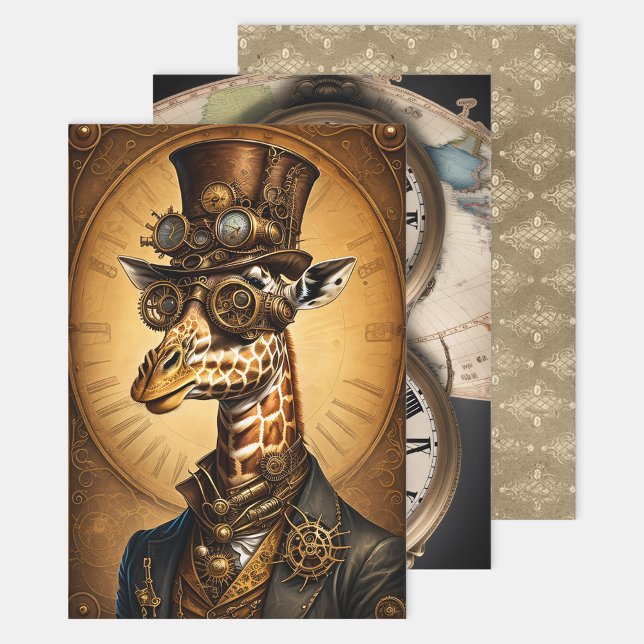 Hoja De Papel De Regalo Collection Steampunk Animal - Giraffe Decoupage  (Subido por el creador)