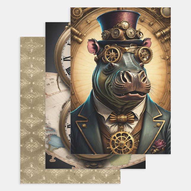 Hoja De Papel De Regalo Collection Steampunk Animal - Hippopotamus  (Subido por el creador)