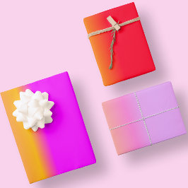 Hoja De Papel De Regalo Color brillante Naranja rosa rosa moderno rojo ama