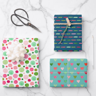 Hoja De Papel De Regalo Color de agua Navidad Confetti puntos de confecci