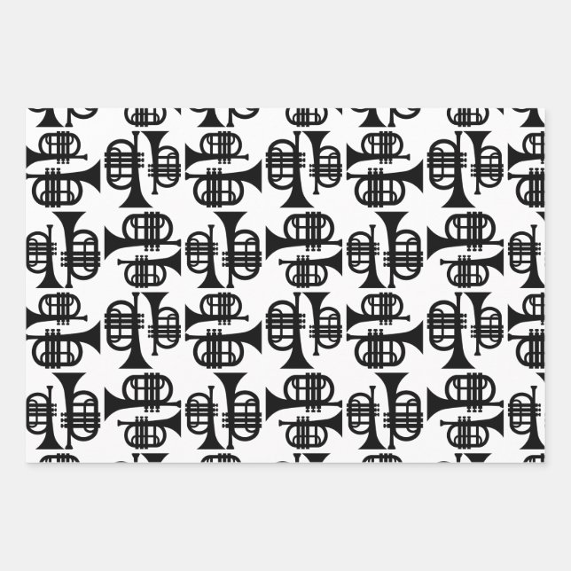 Hoja De Papel De Regalo COLOR DE FONDO PERSONALIZADO Vintage Trumpets (Anverso)