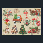 Hoja De Papel De Regalo Color dorado del color de Navidad vintage<br><div class="desc">Collage mixto de Navidad vintage</div>