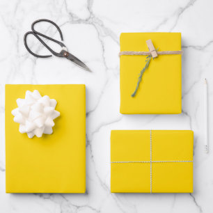 Hoja De Papel De Regalo Color moderno amarillo llano sólido