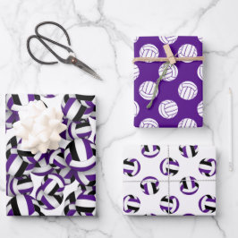 Hoja De Papel De Regalo color negro violeta de coordinación tema voleibol