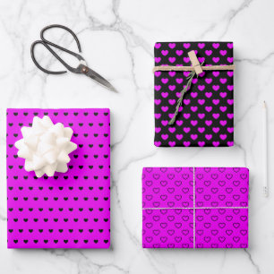 Hoja De Papel De Regalo Color Negro Y Rosa De Guay Buen Patrón Cardíaco
