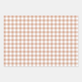 Hoja De Papel De Regalo Color Retro Cuadros de Gingham de Melocotón