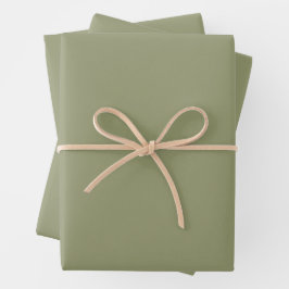 Hoja De Papel De Regalo Color sólido de la placa verde de salvia de oliva 