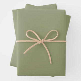 Hoja De Papel De Regalo Color sólido de la placa verde de salvia de oliva 