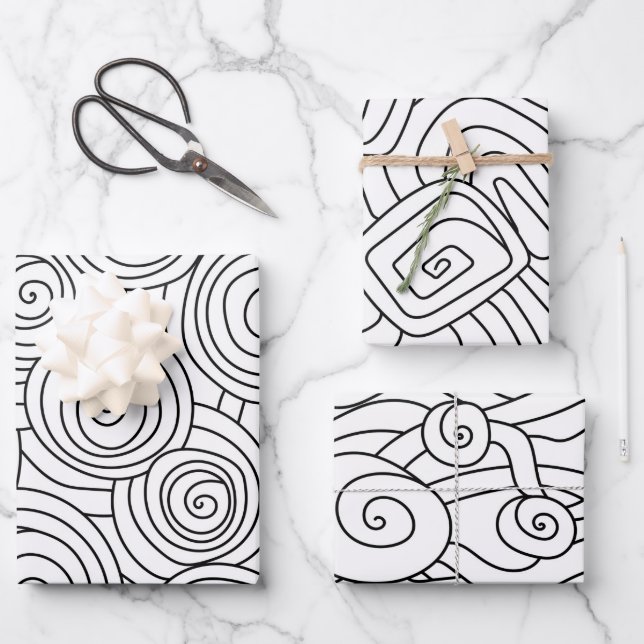 Hoja De Papel De Regalo Coloración de Doodle (Anverso)