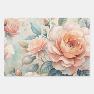 Hoja De Papel De Regalo Colorante de agua de color pastel de color de vint