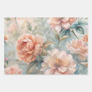 Hoja De Papel De Regalo Colorante de agua de color pastel de color de vint