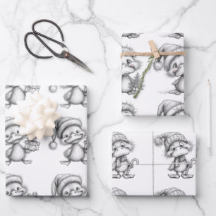 Hoja De Papel De Regalo Coloréame ganso de Navidad