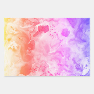 Hoja De Papel De Regalo Colores acuáticos pintados de color rosa vivo